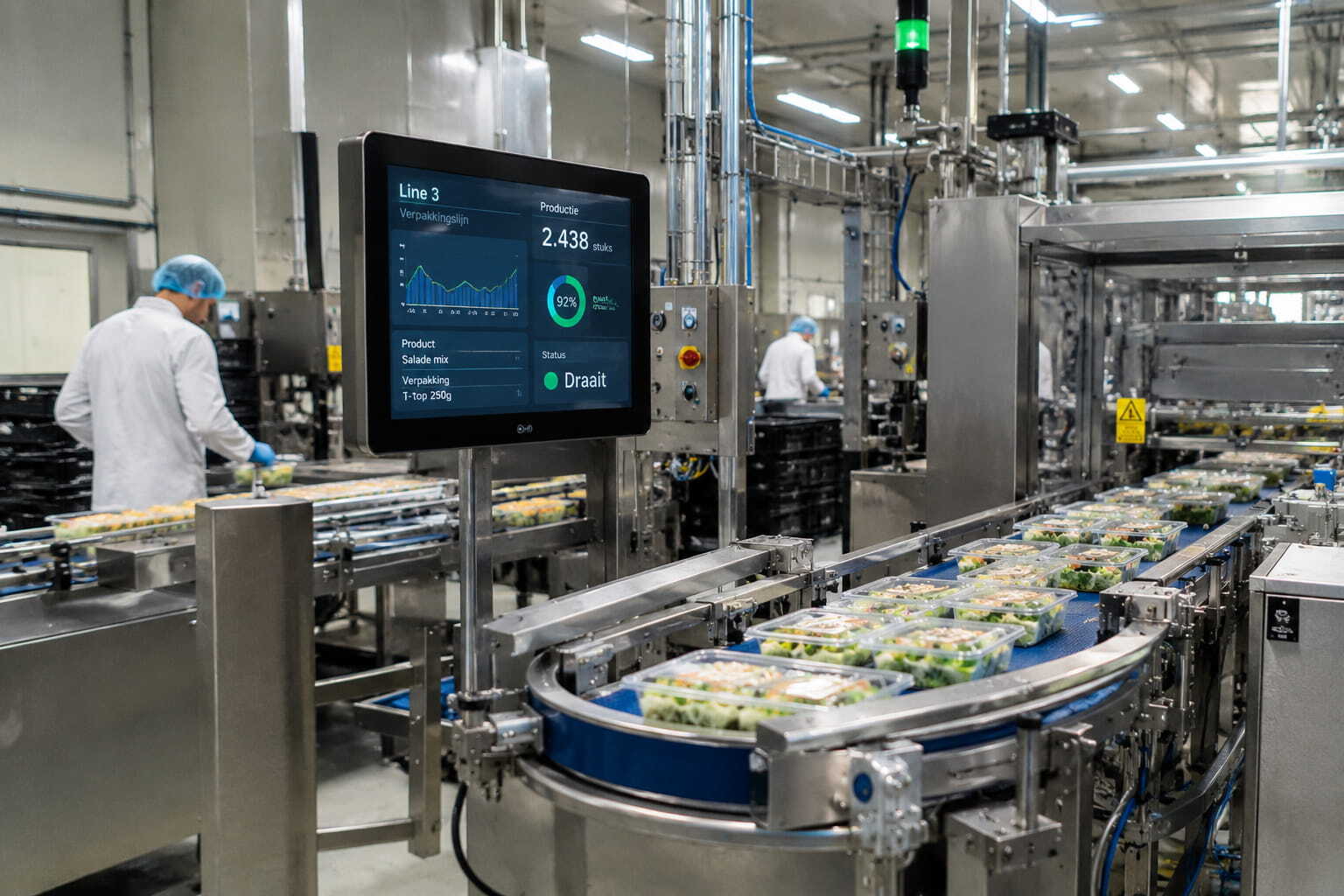 Moderne saladeverpakkingslijn in fabriek